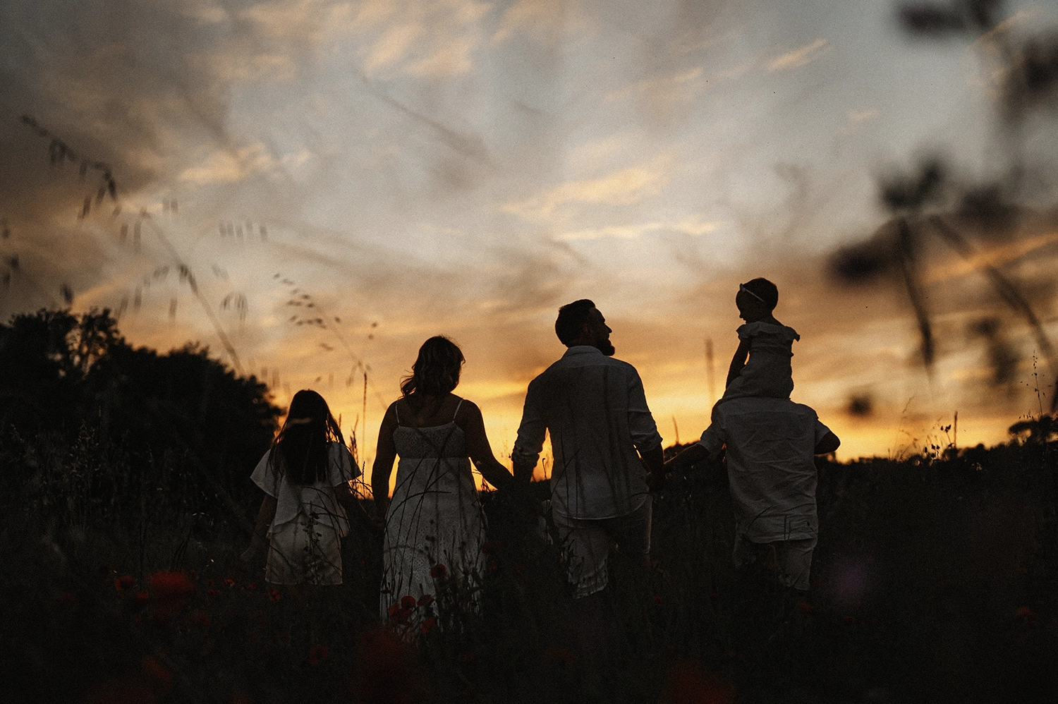 shooting-famille-coucher-soleil-coquelicots-var seance photo dans un champs de coquelicots